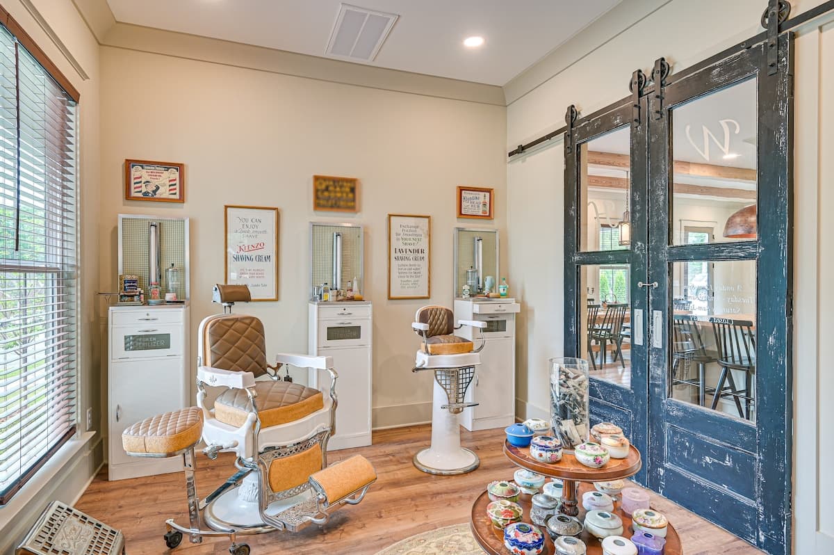 Barbershop Sitting Room — Unique Common Area at The Wilson House, Belmont NC