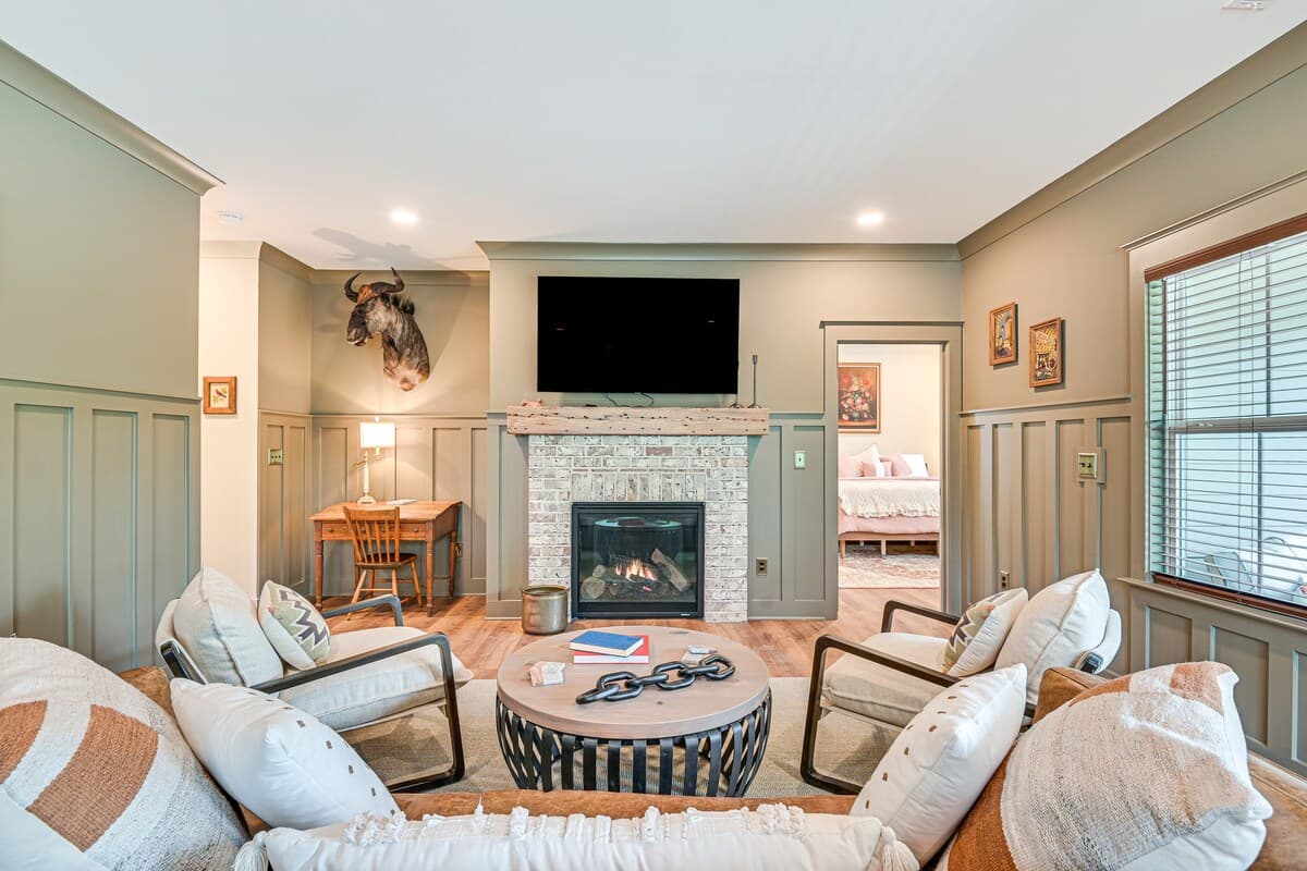 Den & Game Room — Lower-Level Living at The Wilson House, Belmont NC